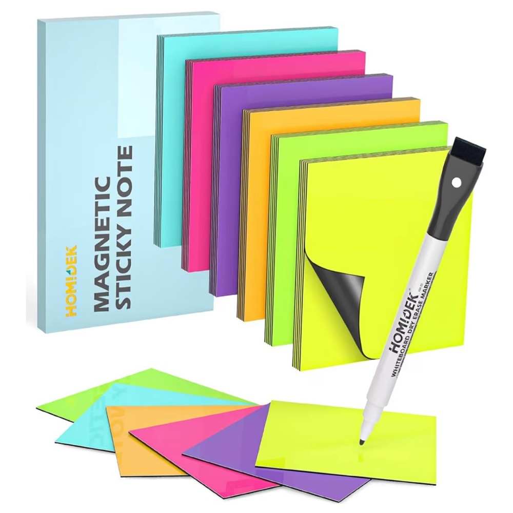 HOMiDEK Reusable Magnetic Sticky Notes Dry Erase (30 Pack, 3x3 in)
